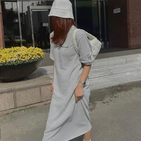 엔느 카라 맥시 여름니트원피스 반팔 롱원피스