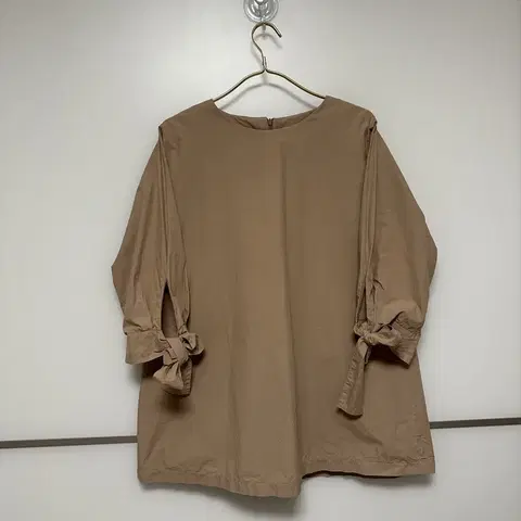 소매 리본 와이드핏 롱 셔츠 블라우스