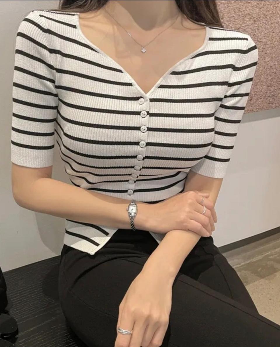 (새상품)하트넥 골지니트