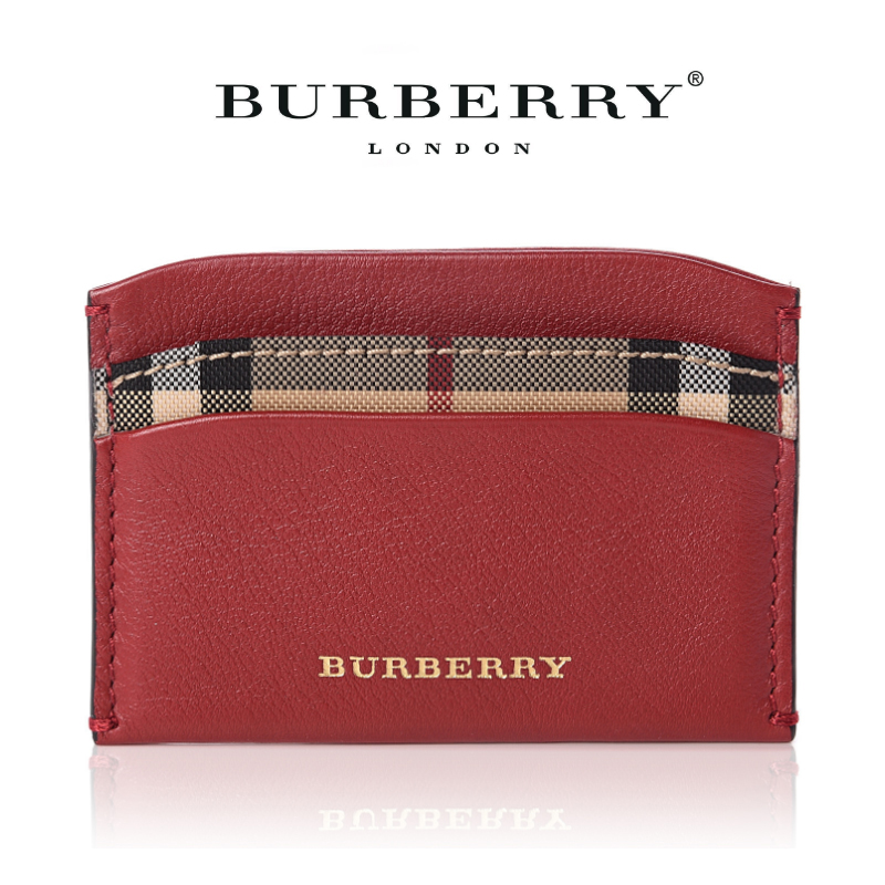 [정품] BURBERRY 버버리 호스페리체크 이지 카프스킨 카드지갑