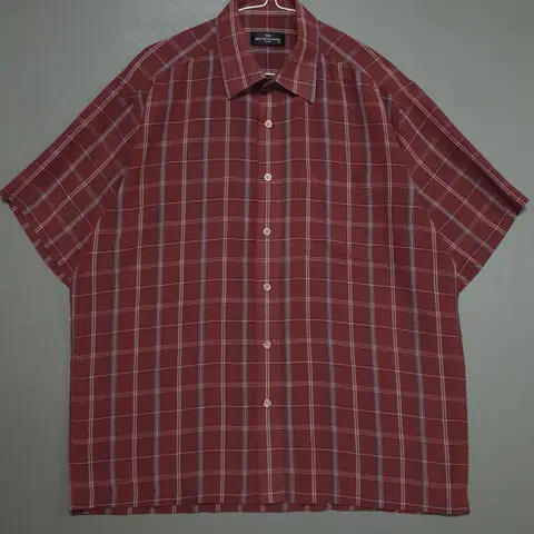 105 (XL) 발렌시아가 BB 로고 체크 플란넬 모달 린넨 셔츠 남방