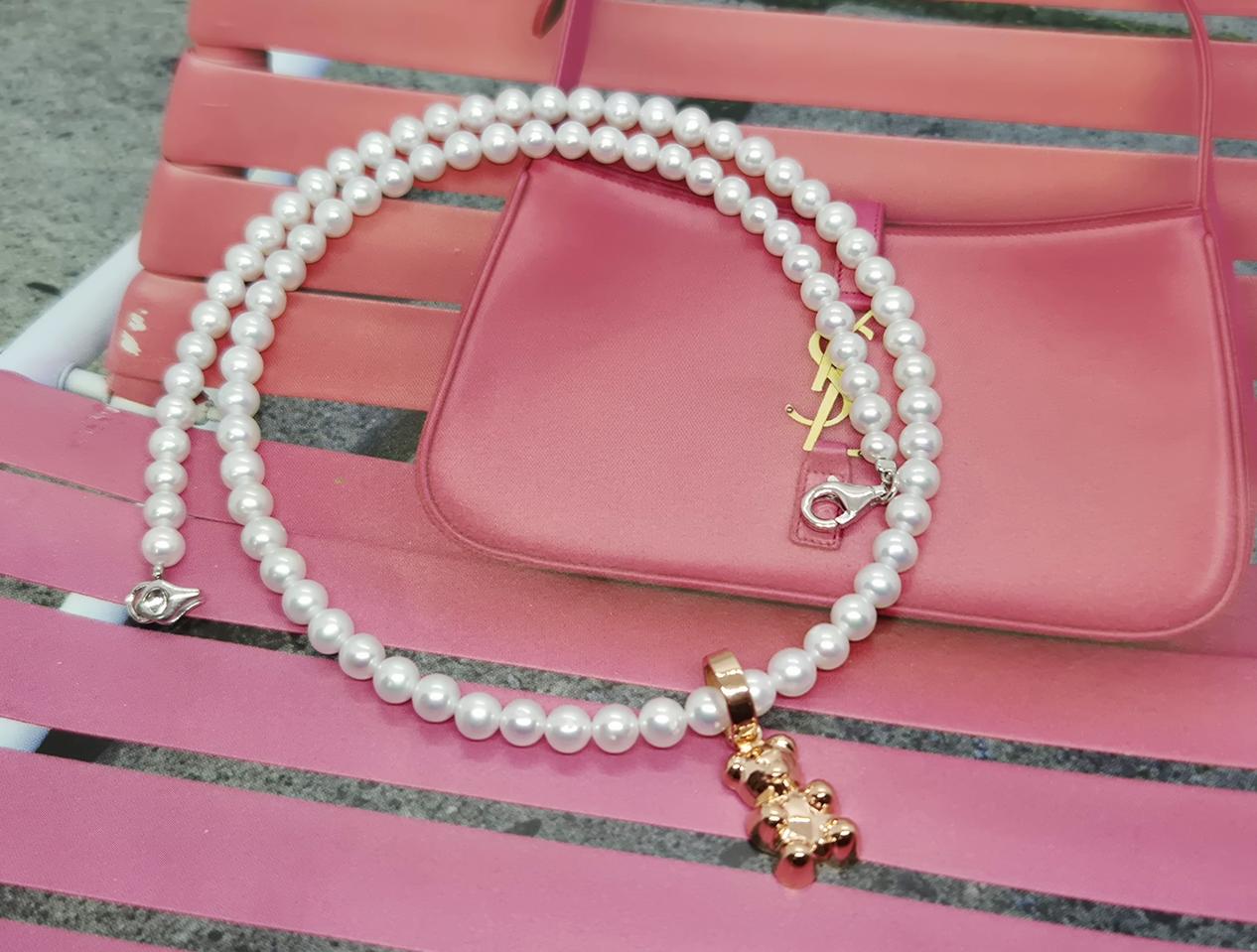 18k담수진주하리보목걸이