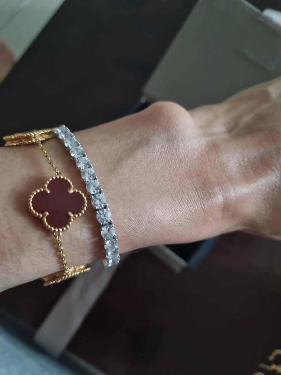 14k 화이트골드 2부시그니티큐빅 테니스팔지