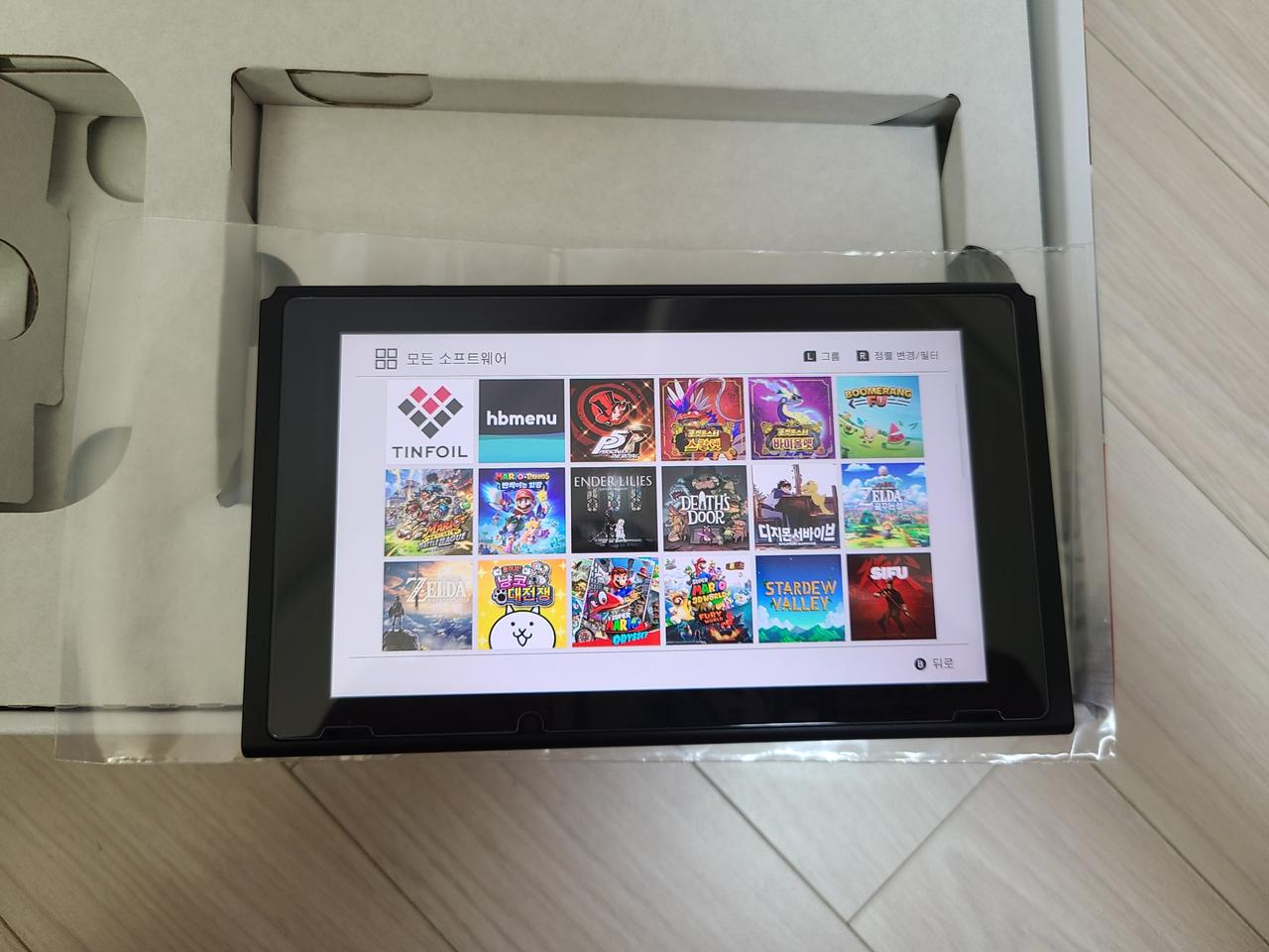 (무료배송)닌텐도스위치 커펌 256/512G 그레이 풀박스팝니다