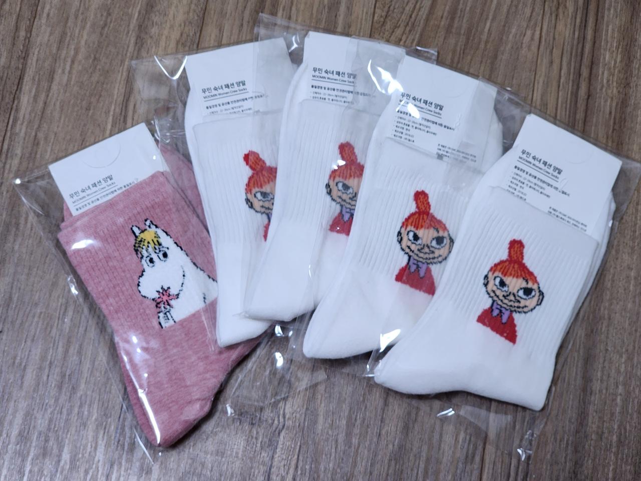 여성용 무민 캐릭터양말 새상품 5켤레