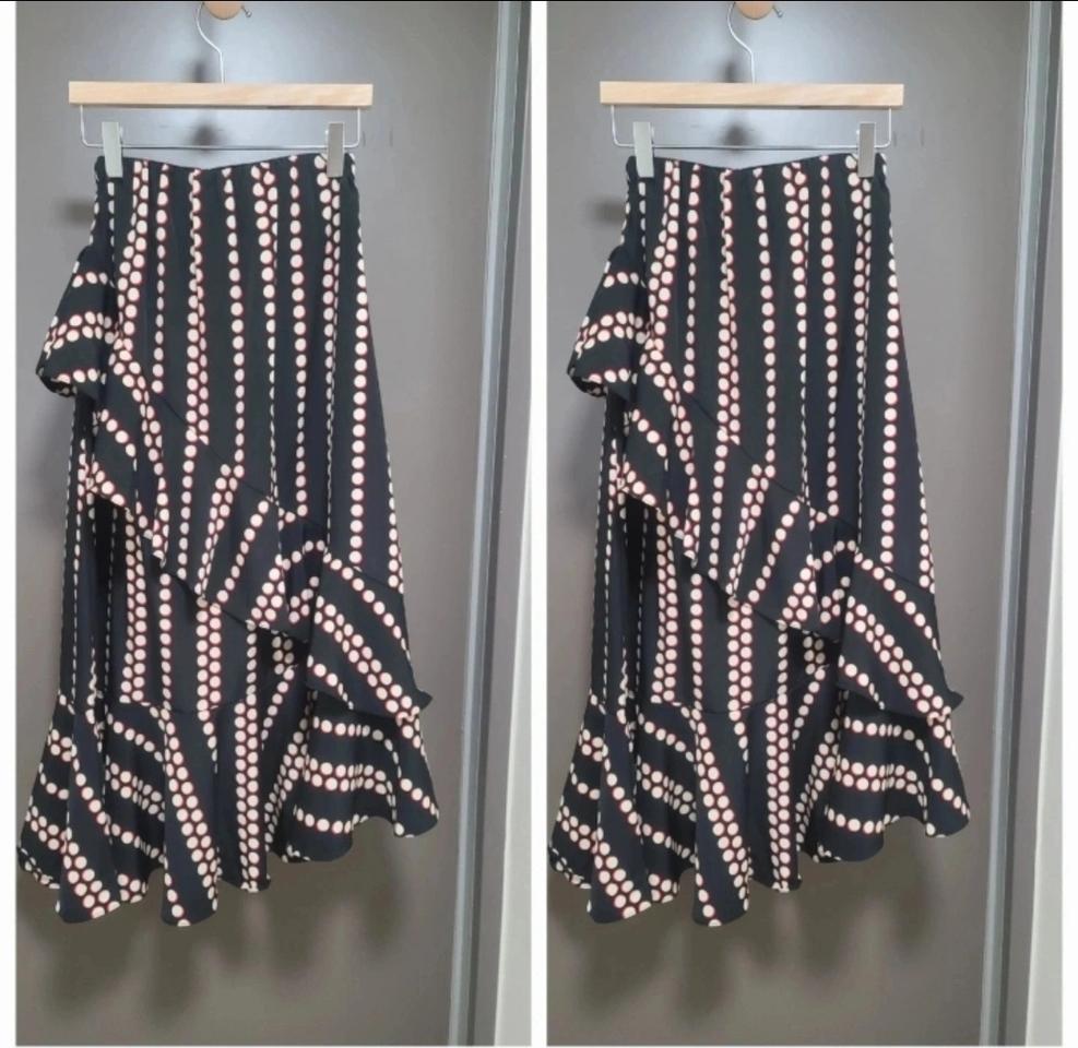 허리밴딩 롱 땡땡이 스커트 기장80cm