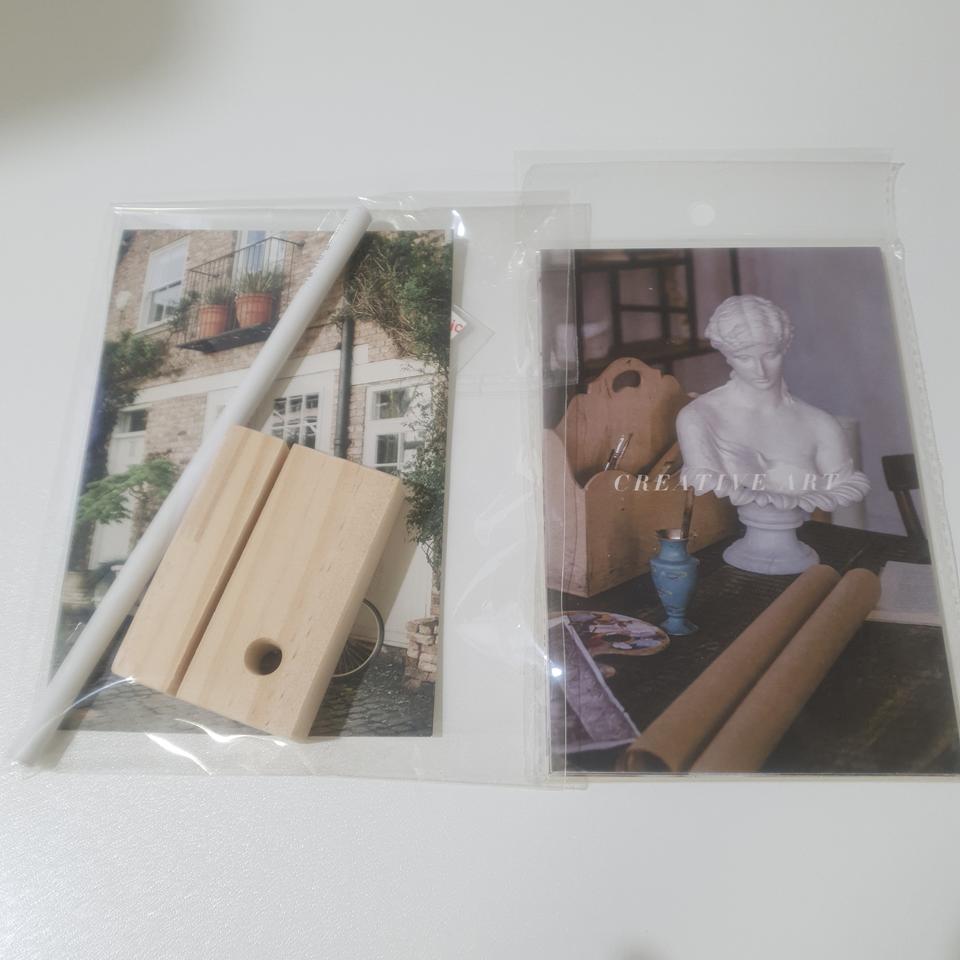 인테리어 포스터 엽서 + 우드 꽂이 세트 (우드엽서꽂이+엽서9장+스티커)