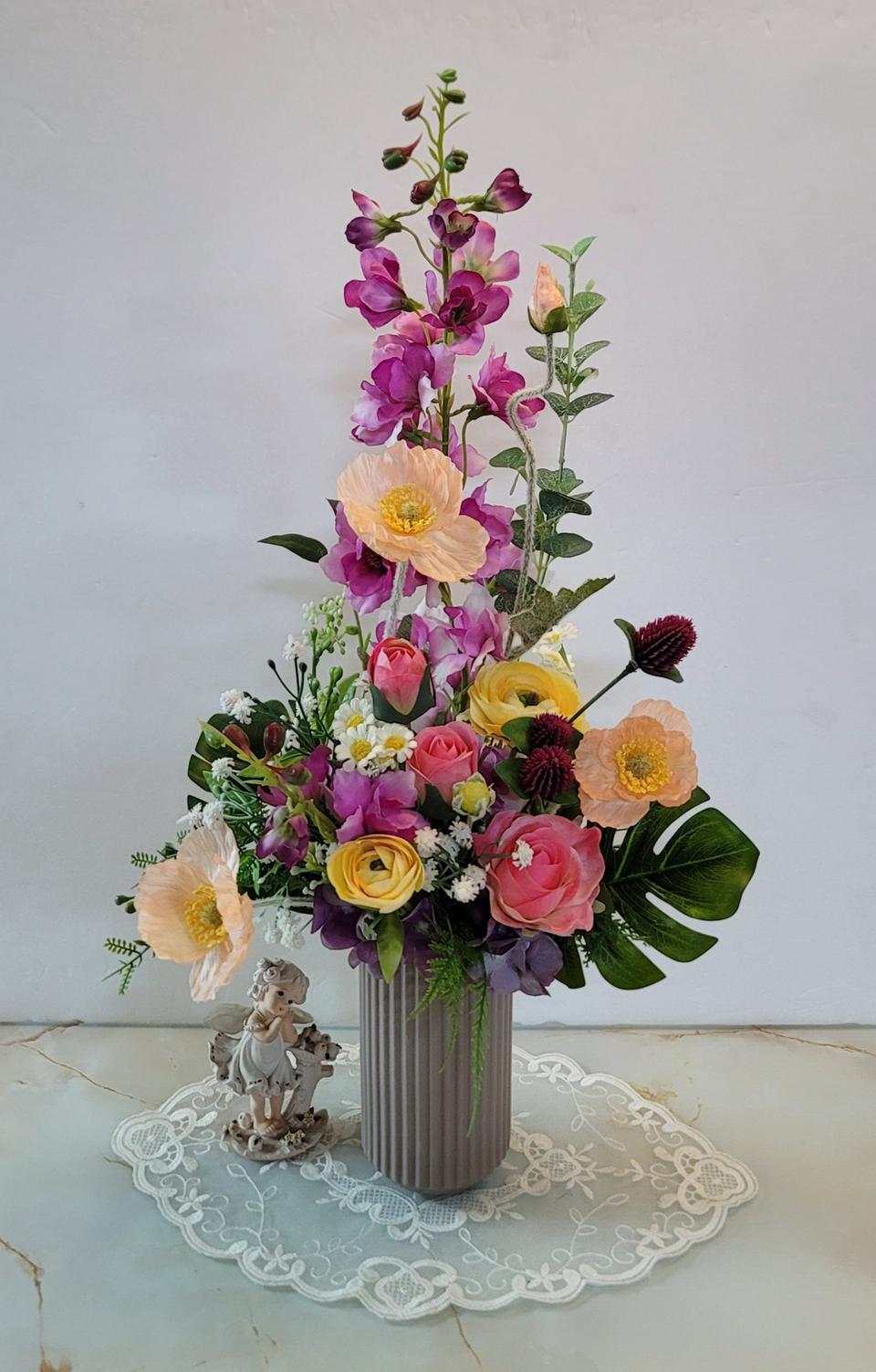 (새상품)고급 조화꽃과 화병세트/인테리어소품,