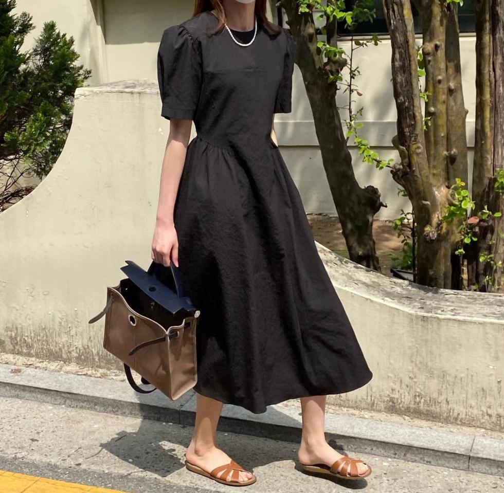 A라인 퍼프 반팔 원피스 고퀄 하객룩 상견례룩