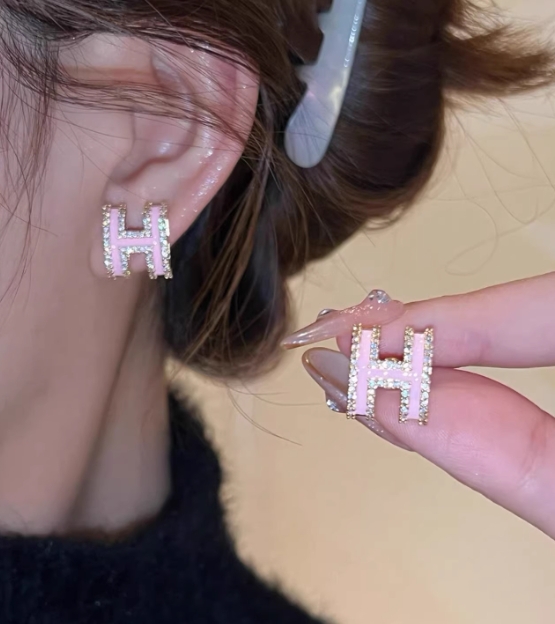 에르메스 팝아슈 미니 귀걸이 핑크 로즈골드