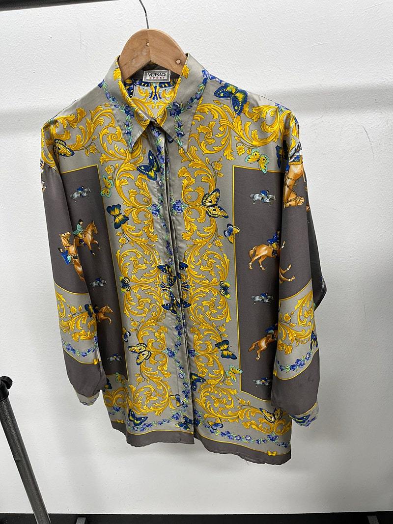 여) 베르사체 90s 실크 오버셔츠
