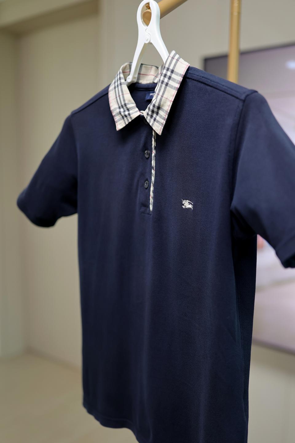 S 버버리 체크카라 반팔 폴로티