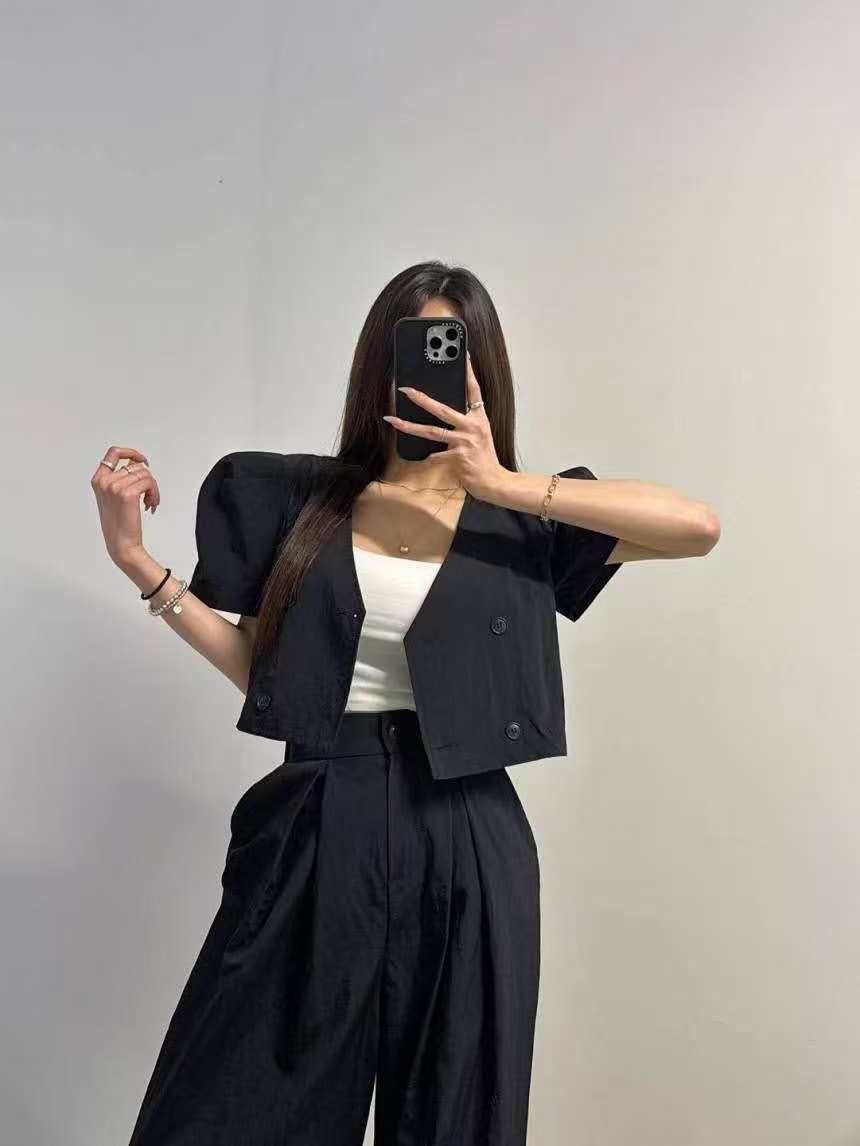 와이드 브이넥 투피스