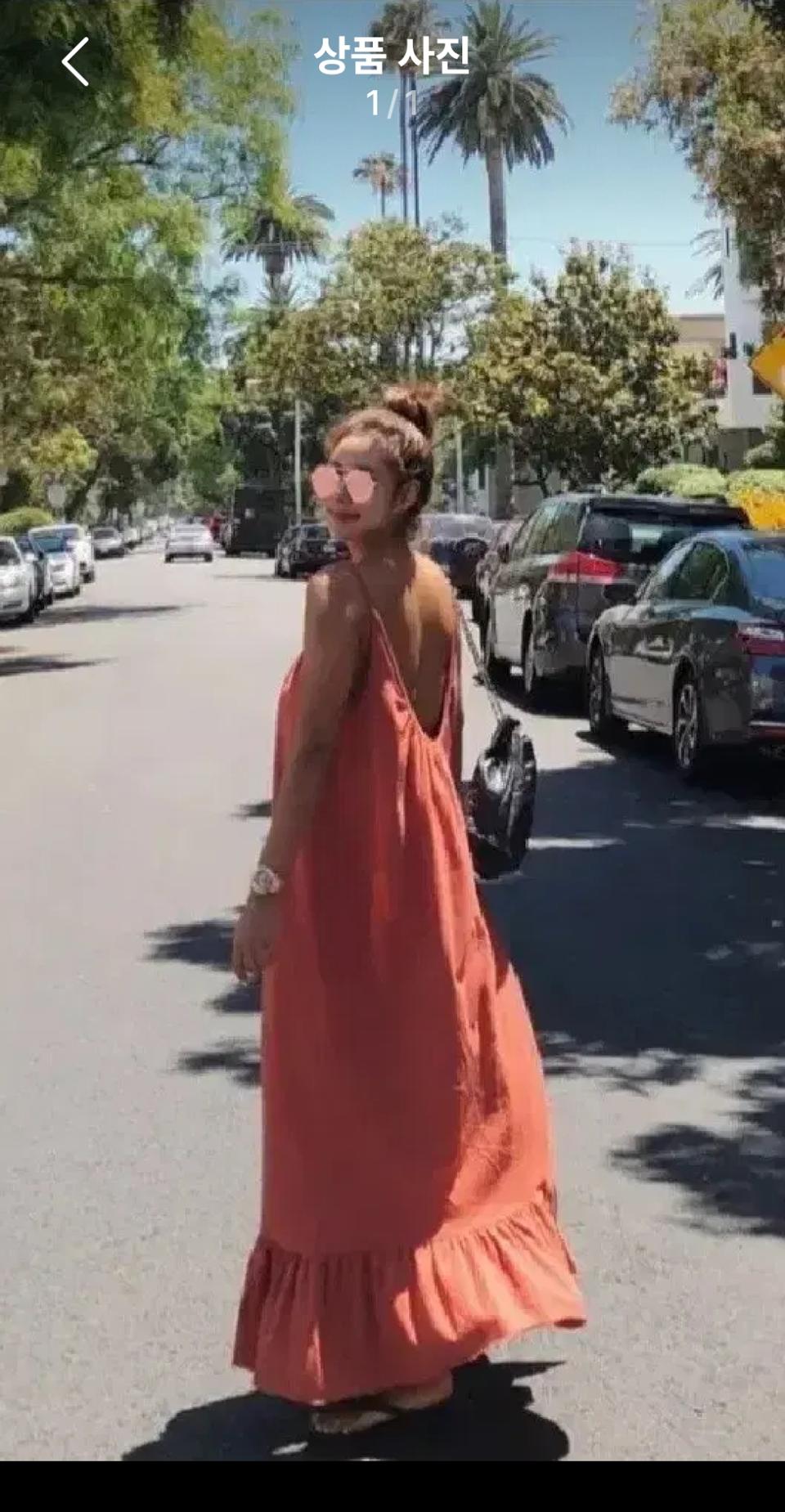 새상품.롱 면 원피스(오버핏.벽돌색)