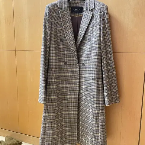 ANSICH 안지크 체크 롱 모직 자켓 코트 이태리 원단 상태 최상