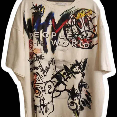피플오브더월드 그래피티 오버핏 헤비코튼 반팔 티셔츠 100~105