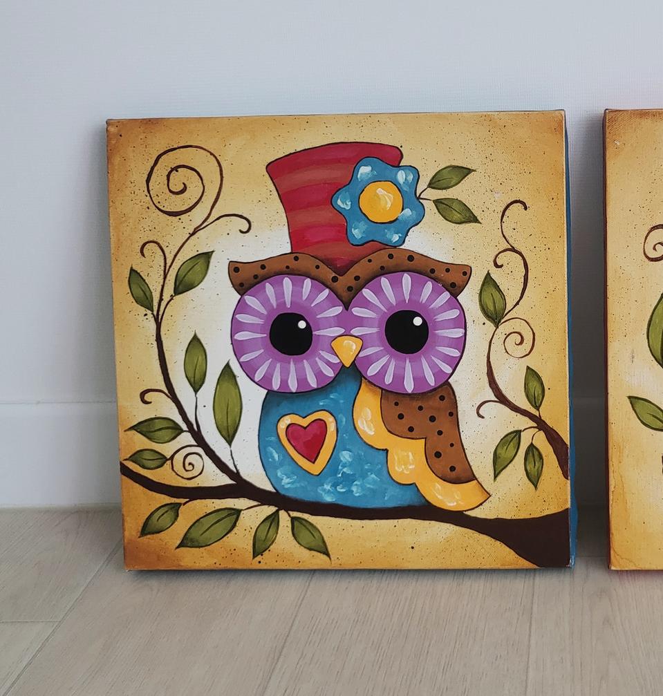 연말할인>새상품]직접그린 부엉이그림캔버스 1번(재물운,학업운,행운)