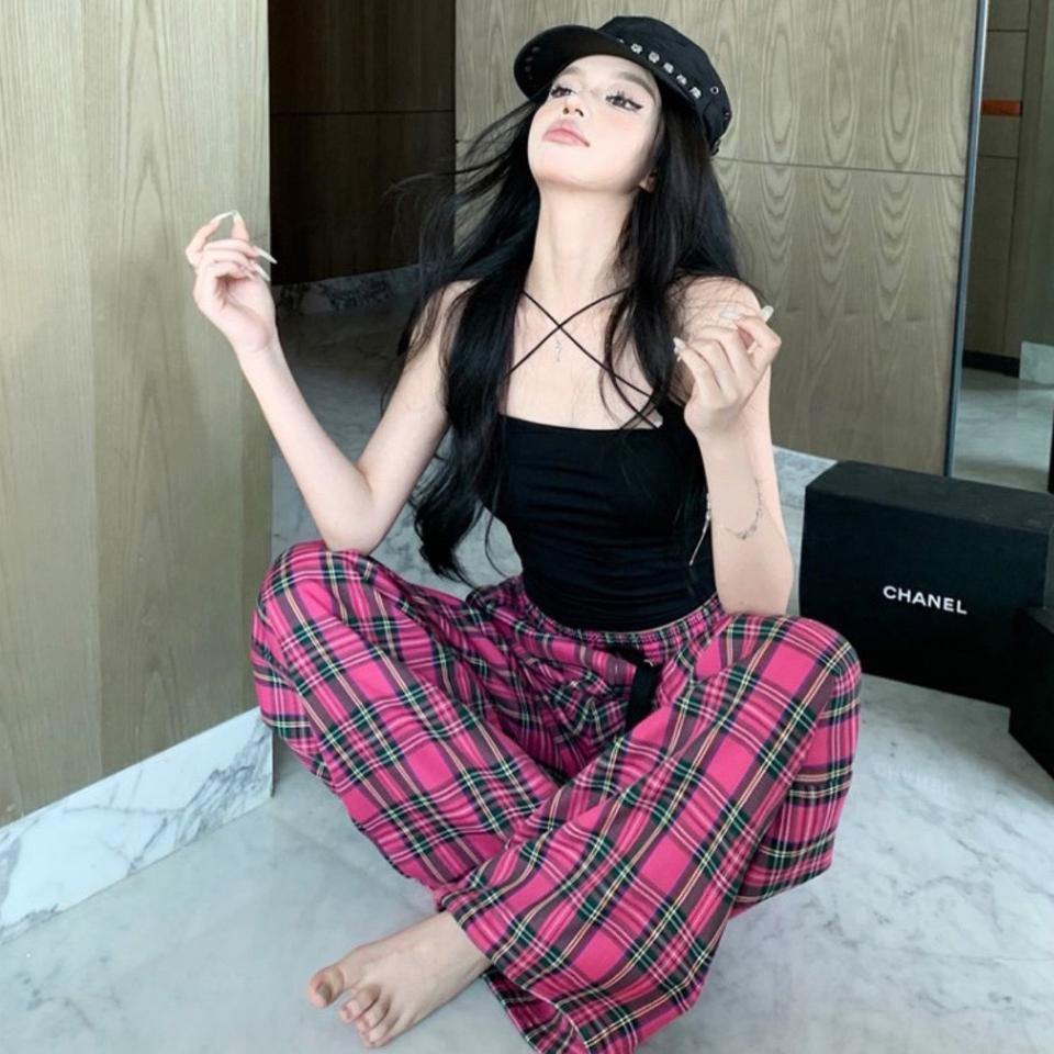 체크 와이드 팬츠 s사이즈