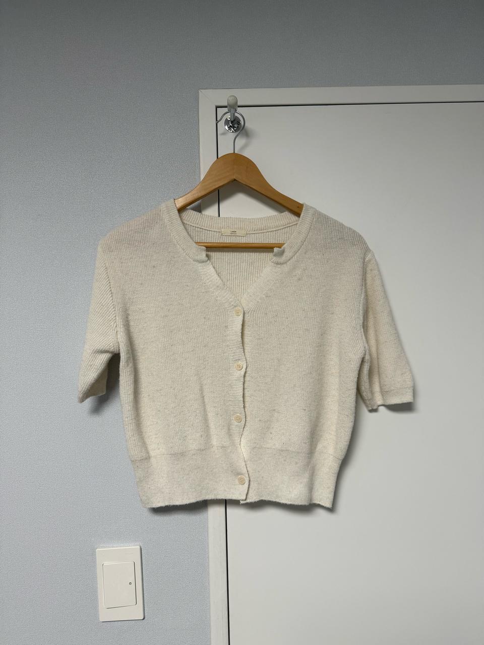 여성 반팔 니트 가디건 s 아이보리