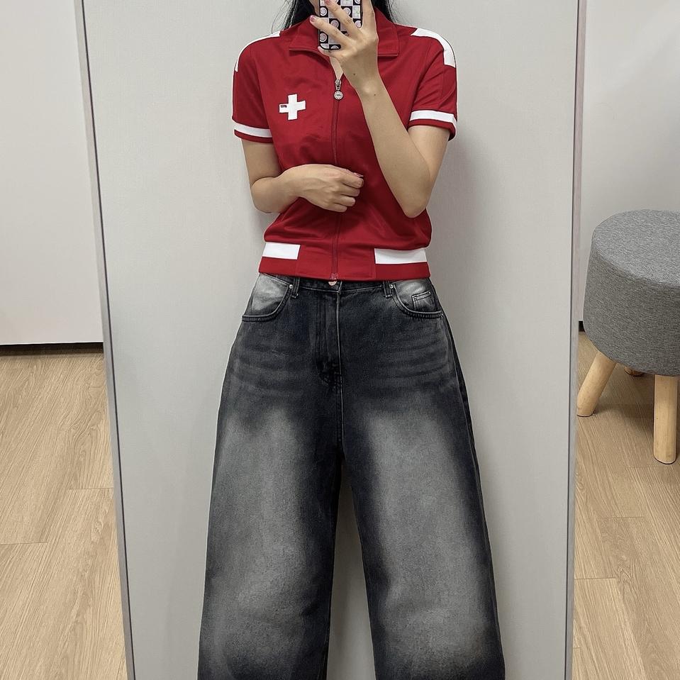(새상품) 필라 스위스 크로스 자수로고 반팔 트랙탑 져지