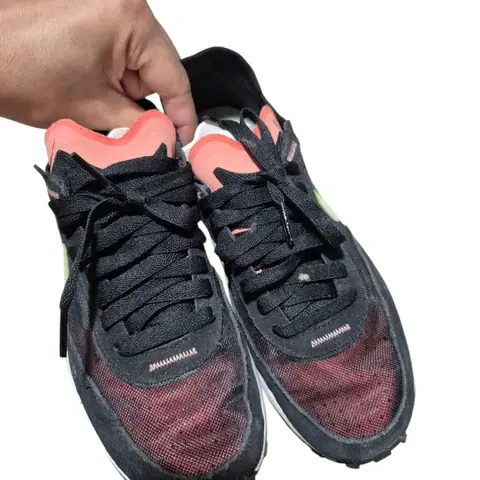 [240]나이키 여자 와플 원 블랙 라임 운동화