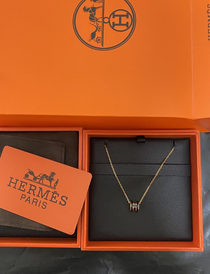 에르메스 팝아슈 기본 로즈골드 블랙 목걸이