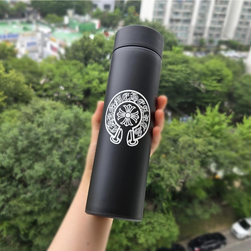 크롬하츠패턴 텀블러 온도터치 텀블러<선물용도>새상품<무배><블랙>