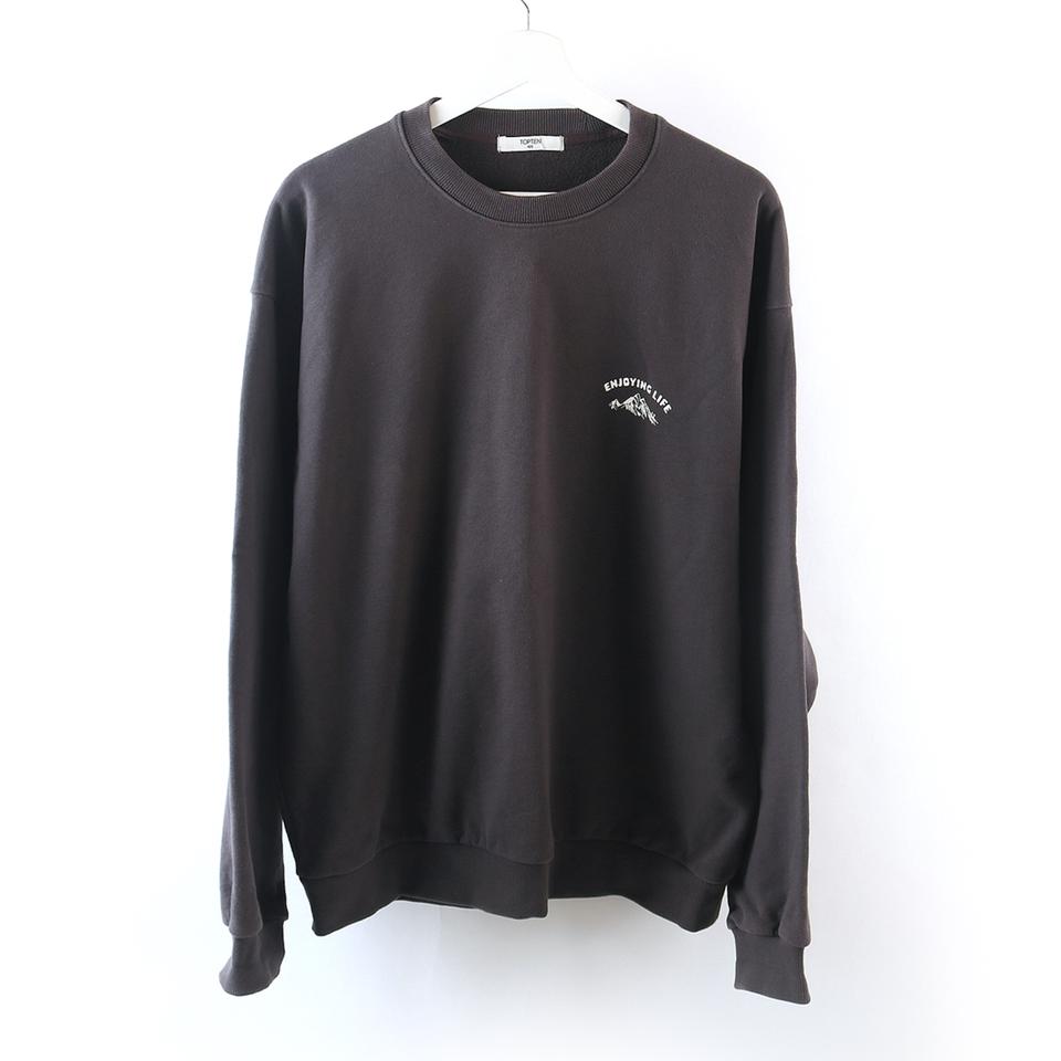 105 / 차콜 남성 탑텐 오버핏 코튼 맨투맨 / P010 -041