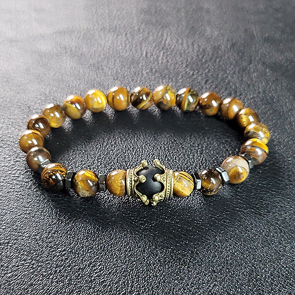 Crownshade 호안석 8mm 남자 여자 빈티지 불교 염주 팔찌