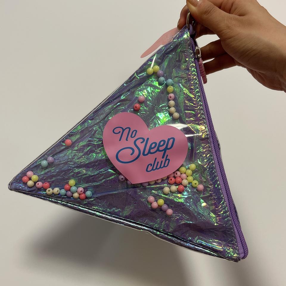 y2k 구슬 홀로그램 삼각 파우치 미니백 가방