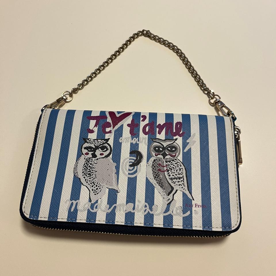 여성 스트라이프 장지갑 겸 미니백