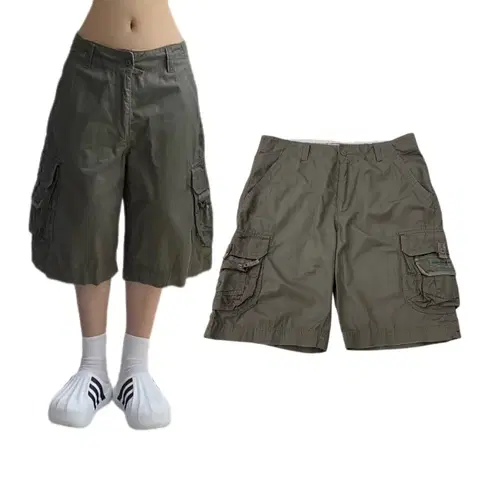 탄창 Y2K 버뮤다 와이드 카고 반바지