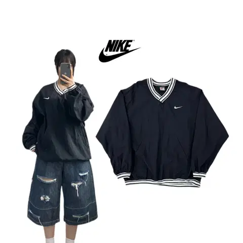 나이키 90s 스우시 나일론 웜업 바람막이