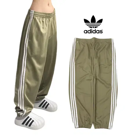 아디다스 삼선 올드스쿨 올리브 카키 와이드 트랙팬츠