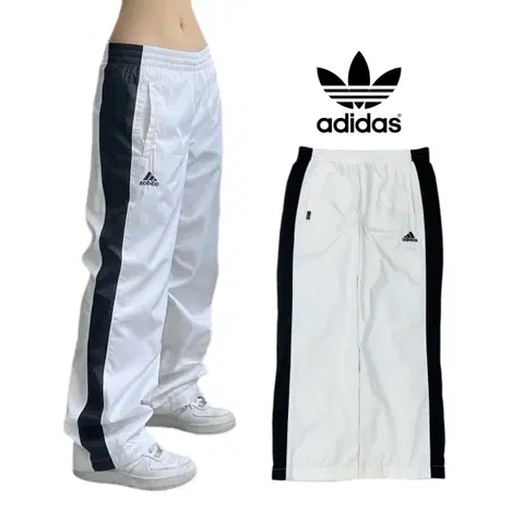 아디다스 00s 제팬 흰검 배색 올드스쿨 오레오 바람막이 트랙팬츠