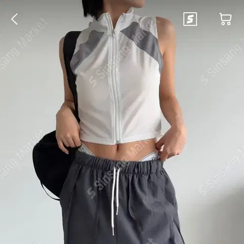 배색 슬리브리스 민소매 집업 베스트