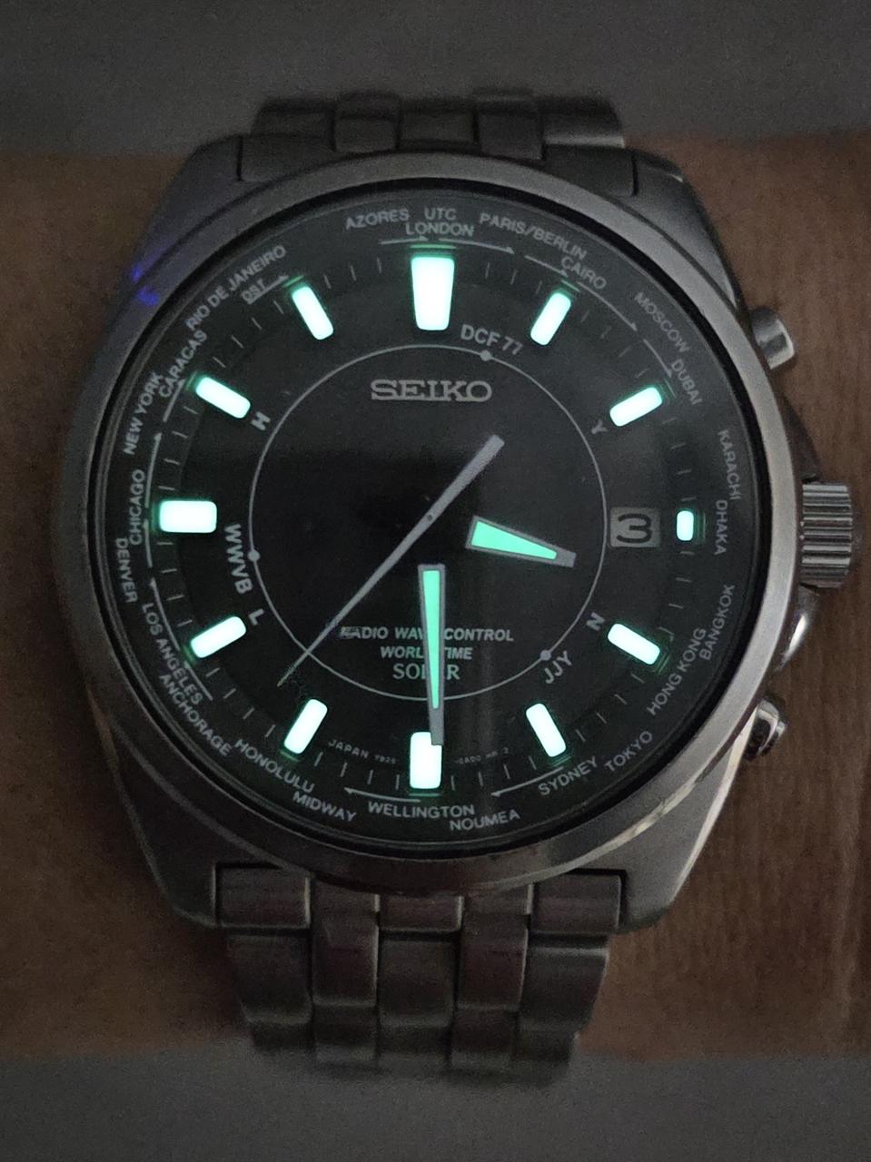 세이코 태양광 라디오 전파수신 7B25-0AB0 시계