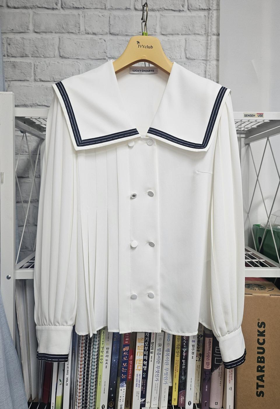 럭키슈에뜨 23SS 여성 봄~여름 블라우스 55 빅 세일러 카라 WL14