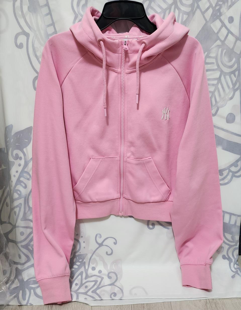 mlb핑크 크롭후드집업(새상품)