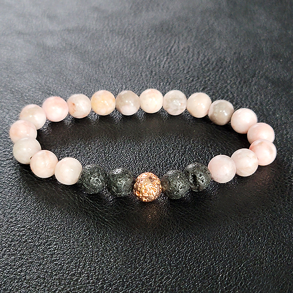 Floranite 화산석 8mm 남자 여자 빈티지 불교 원석 팔찌