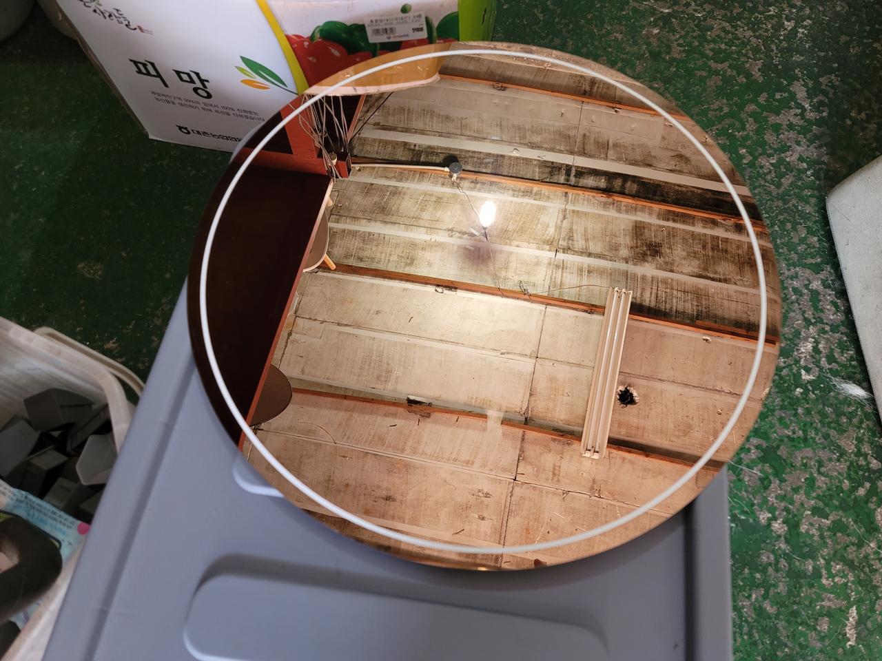 골드스텐 미러 원형 현판 간판 음식점 식당 카페 인테리어 43cm