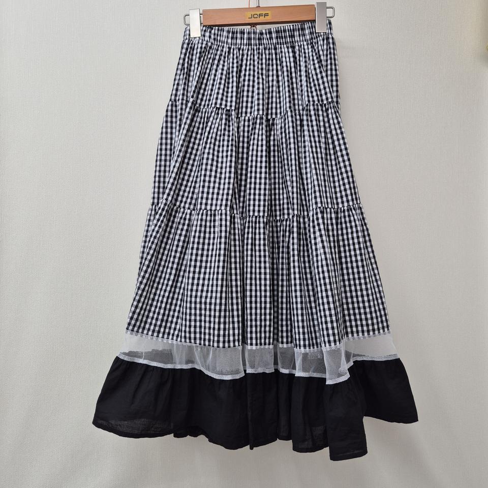 깅엄체크 캉캉롱스커트
