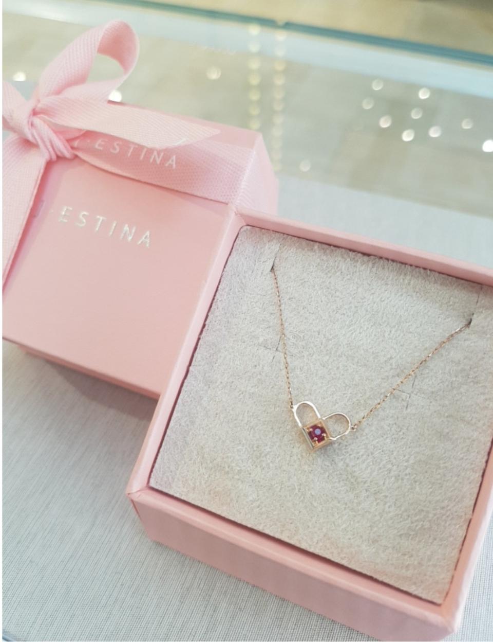 3일만☆제이에스티나 14k 라필라 하트 목걸이☆다이아&루비(보증서O)