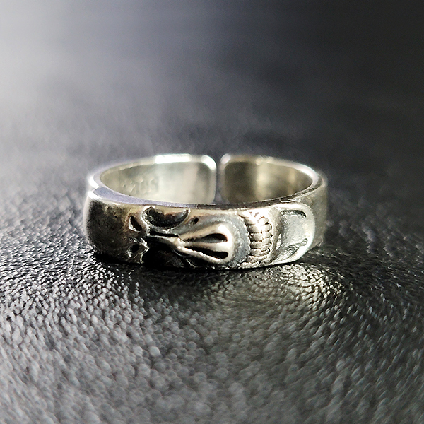 Mukharam 실버 남자 엔틱 빈티지 선물 소품 장승 신화 반지