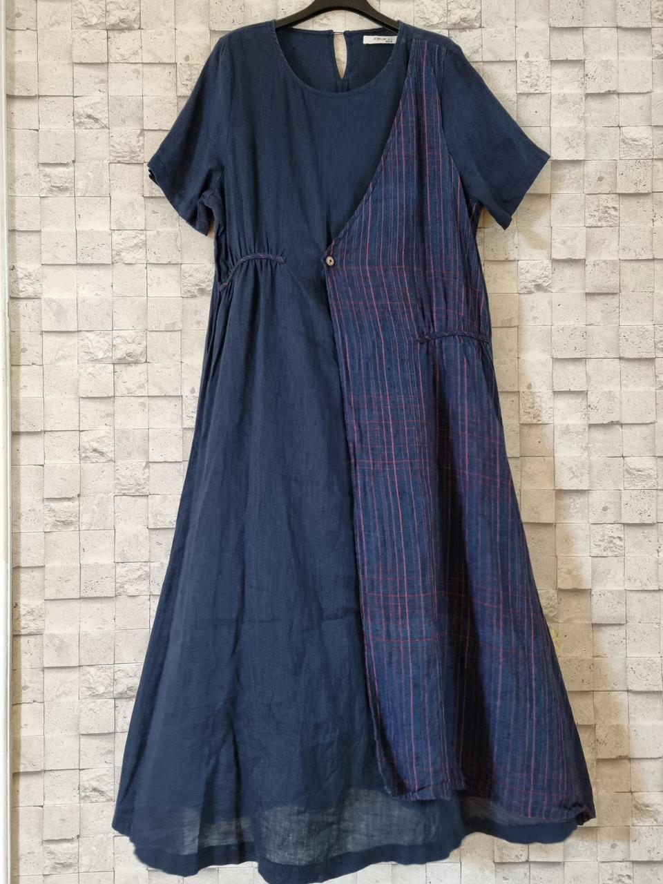 네이비 린넨 100 롱원피스
