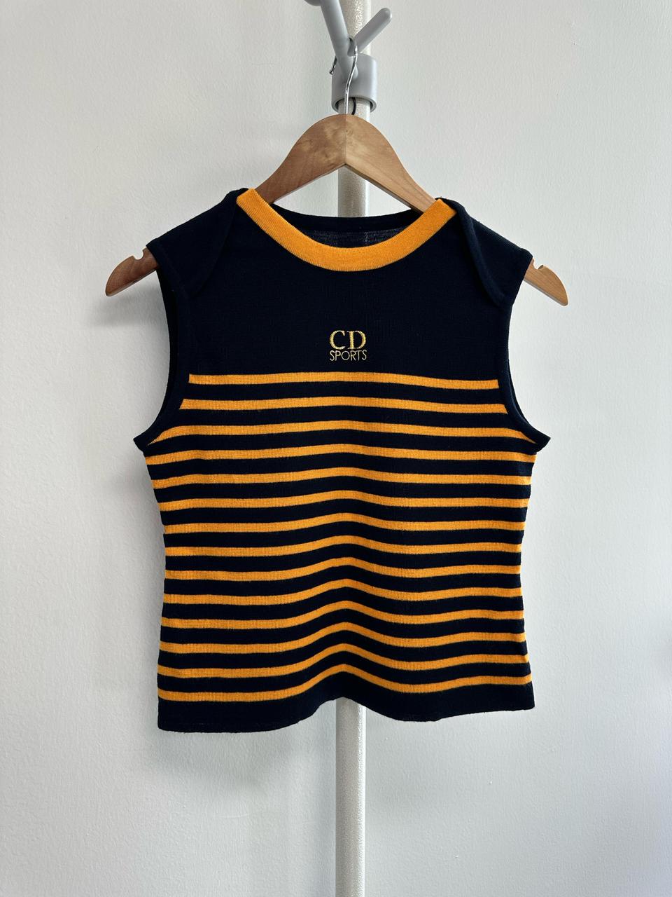 디올 아카이브 자수 로고 슬리브리스 니트