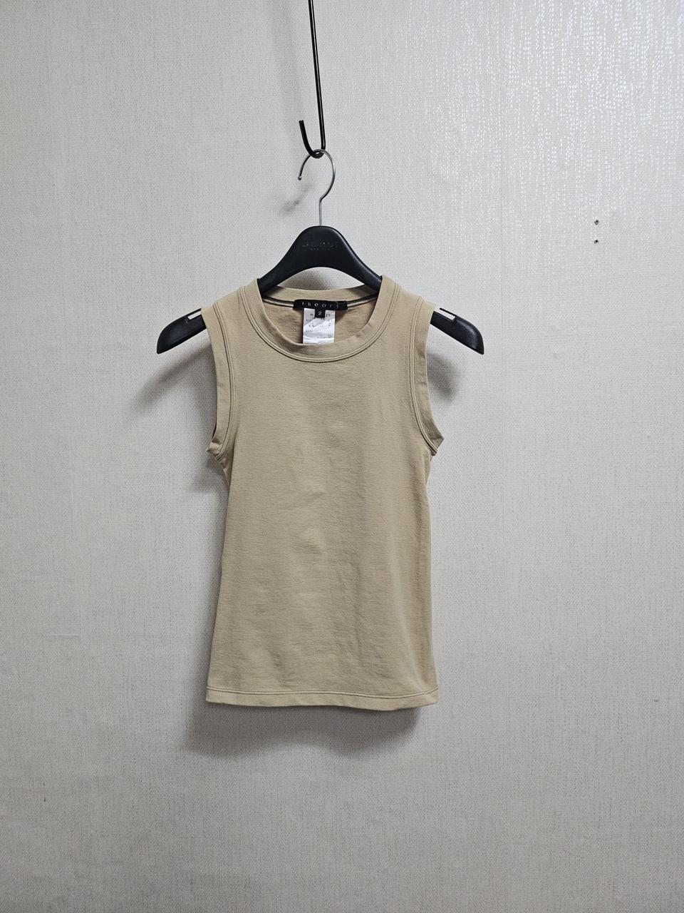 일본수입 구제 띠어리 theory베이지 나시티 슬리브리스XS슬림티