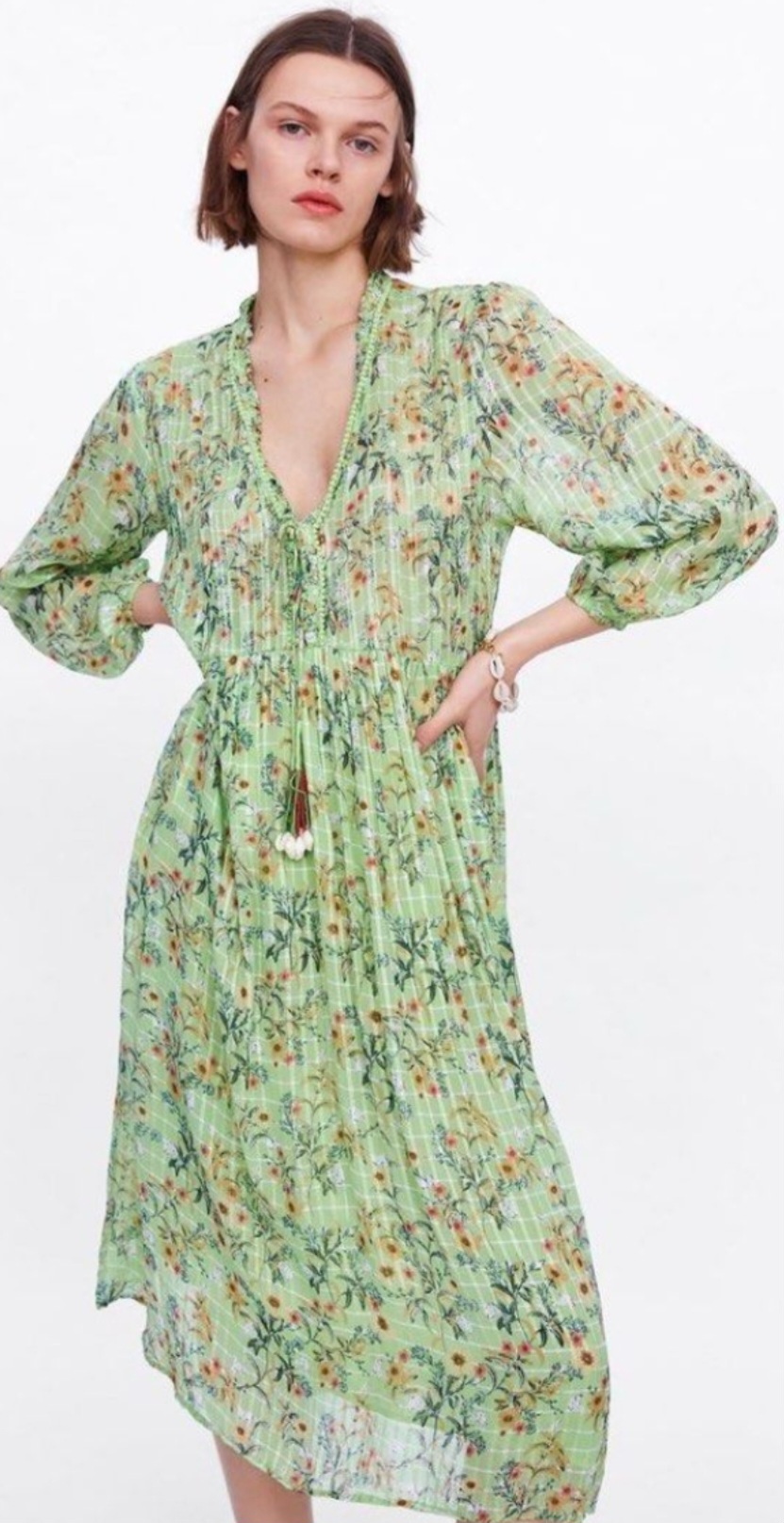 자라 플로럴 쉬폰원피스
