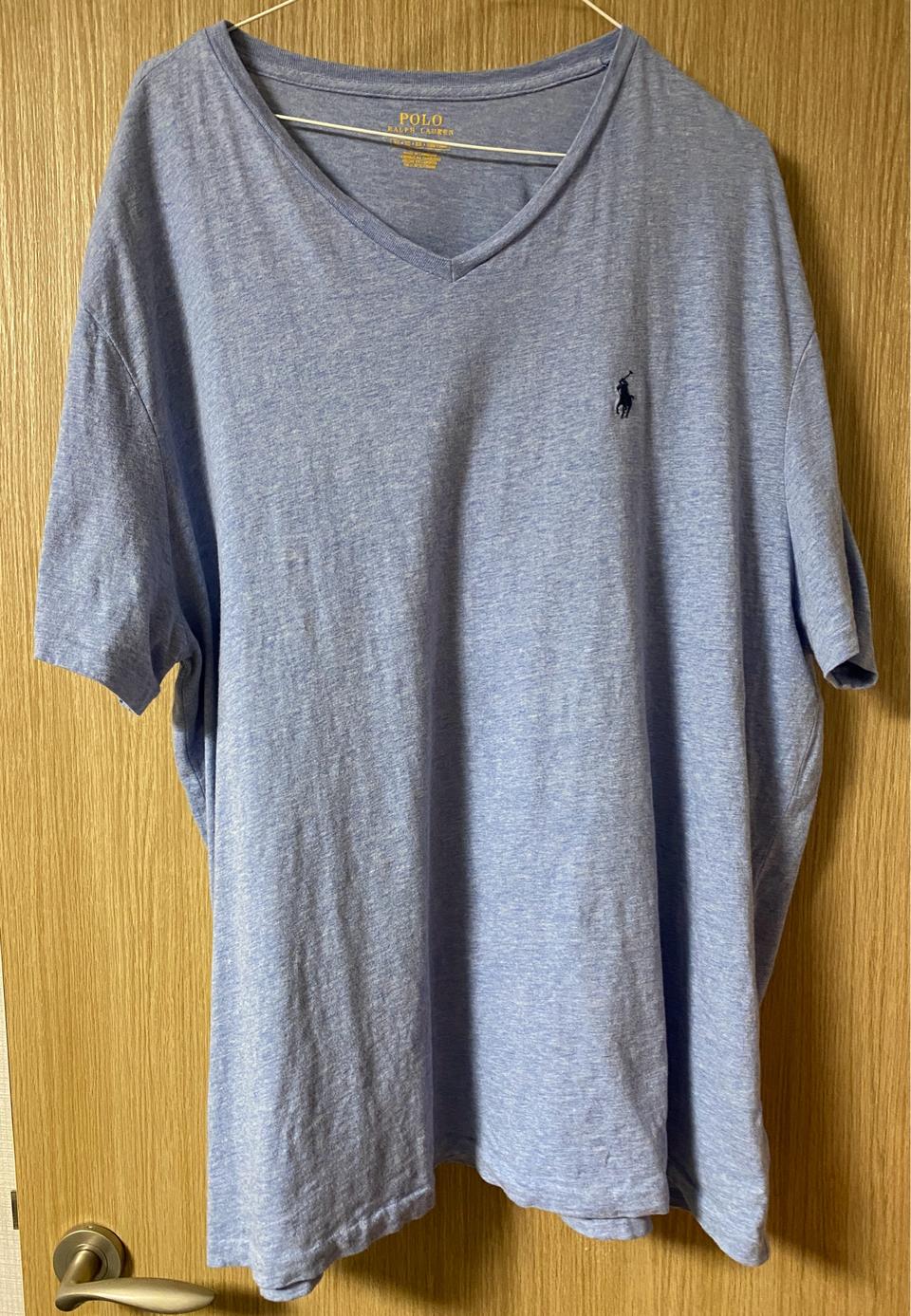 폴로 랄프로렌 2XL 사이즈 V넥 하늘색 반팔티