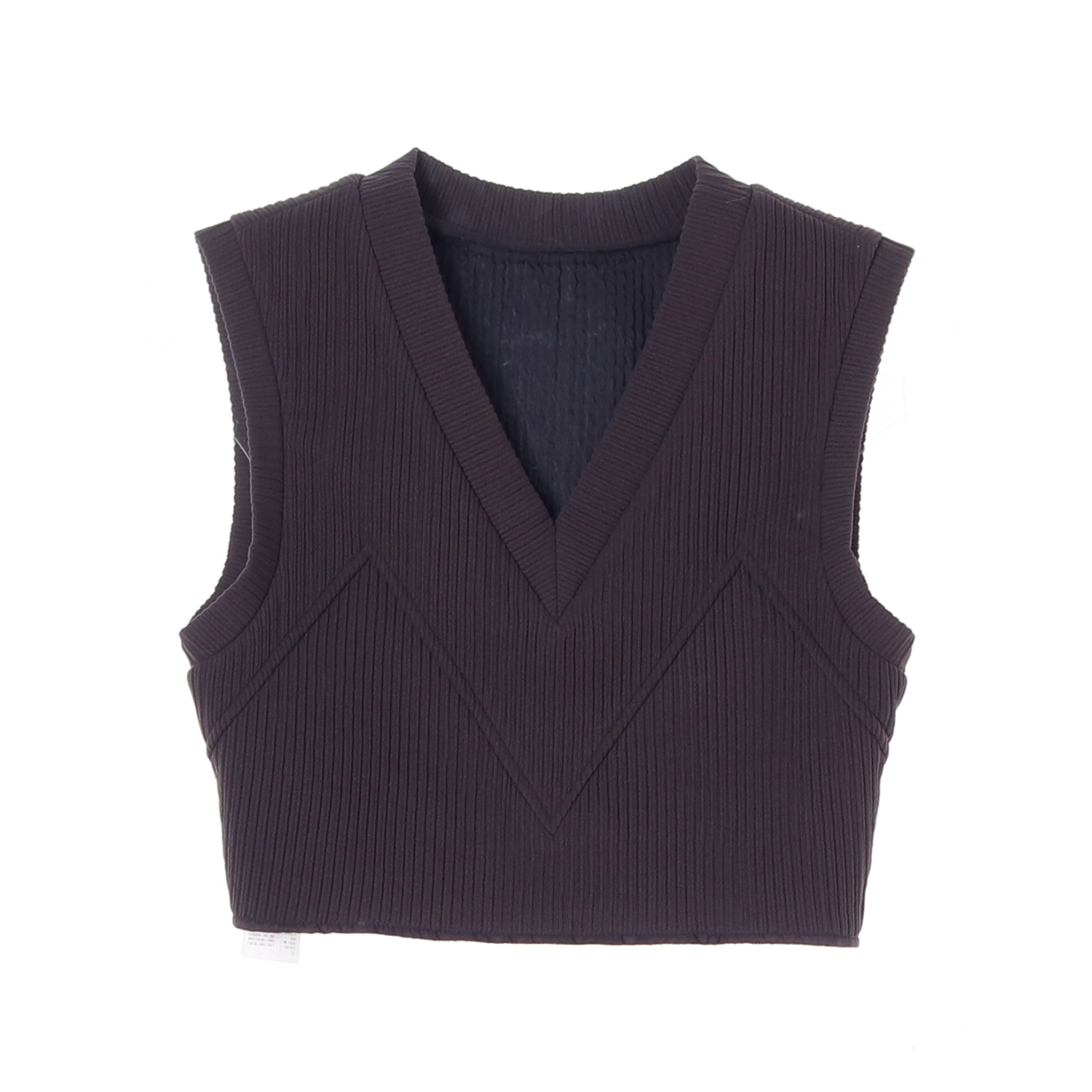 [S]오브제 브이넥 골지 크롭 니트 조끼 베스트